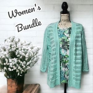 Christopher & Banks Cardigan  & Charter Club Top Size L